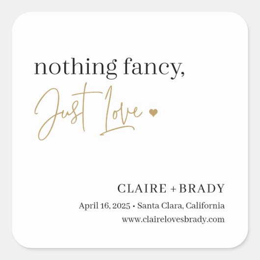 Gewoon Liefde Bewerkbare KLEUR Bruiloft Stickers (Voorkant)