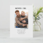 Gewoon liefde blauw foto bruiloft uitnodiging (Staand voorkant)