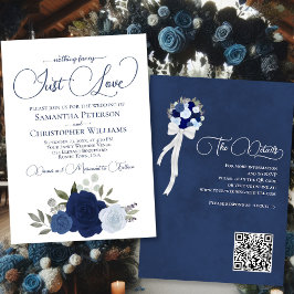 Gewoon Liefde Blauwe Rozen Boho Bloemen QR Code Br Kaart