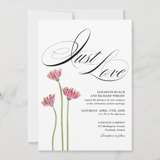 Gewoon Liefde Bloemige Wilde Bloemen QR Code Trouw Kaart (Voorkant)