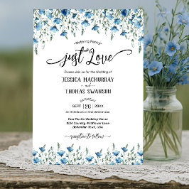 Gewoon liefde! Blue Boho Chic Wildflowers Wedding Kaart