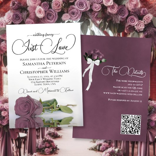 Gewoon Liefde Chic Dusty Mauve Roos QR Code Bruilo Kaart