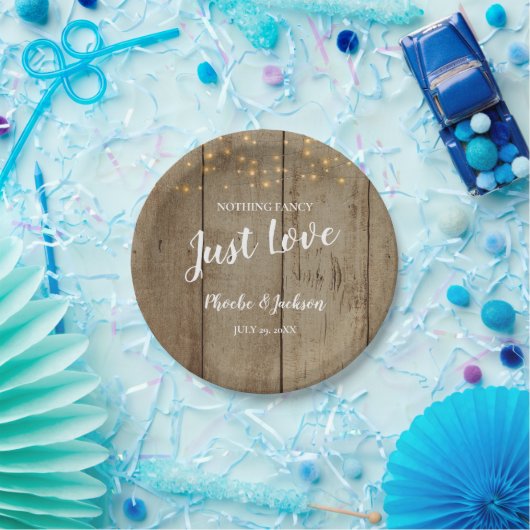 Gewoon Liefde Country Glam Rustieke Bruiloft Papieren Bordje (Feest)