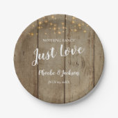 Gewoon Liefde Country Glam Rustieke Bruiloft Papieren Bordje (Voorkant)