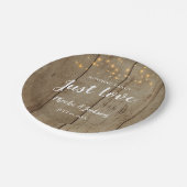 Gewoon Liefde Country Glam Rustieke Bruiloft Papieren Bordje (Gekanteld)