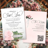 Gewoon Liefde Elegant Blush Roze Rose QR Code Brui Kaart