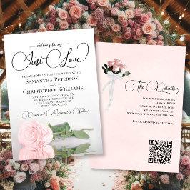 Gewoon Liefde Elegant Blush Roze Rose QR Code Brui Kaart