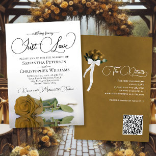 Gewoon Liefde Elegant Goud Oker Roos QR Code Bruil Kaart