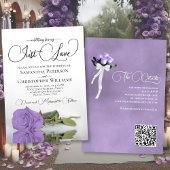 Gewoon Liefde Elegant Lavendel Roos QR Code Bruilo Kaart