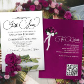 Gewoon Liefde Elegant Magenta Roos QR Code Bruilof Kaart