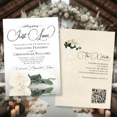 Gewoon Liefde Elegant Wit Rose QR Code Bruiloft Kaart