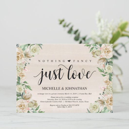 Gewoon liefde, Elopement Reception Kaart (Staand voorkant)