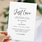 Gewoon liefde handgeschreven bruiloft zwart wit mo kaart