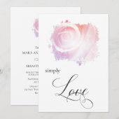 "GEWOON LIEFDE Pastel Roos Bloemenuitnodiging Kaart (Voorkant / Achterkant)