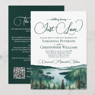Gewoon Liefde Rustic Lake Tahoe QR Code Huwelijk Kaart