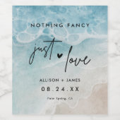 Gewoon liefde strand Elopement gunsten Wijn Etiket (Enkel label)