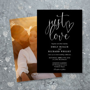 Gewoon Liefdes Script Foto Zwart Wit Trouwen Kaart