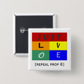 gewoon liefdesregenboog/intrekkingsprop 8 vierkante button 5,1 cm (Voorkant /achterkant)