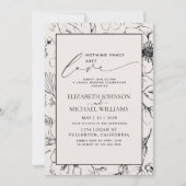 Gewoon Love Blush Black Botanical Photo Wedding Kaart (Voorkant)
