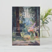 Gewoon Love Forest Floral Mason Jar QR Code Huweli Kaart (Staand voorkant)
