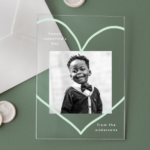 Gewoon Love Mint Green Heart Photo Valentijnsdag Acryl Uitnodigingen