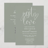Gewoon Love Modern QR Code Sage Groen Huwelijk Kaart (Voorkant / Achterkant)
