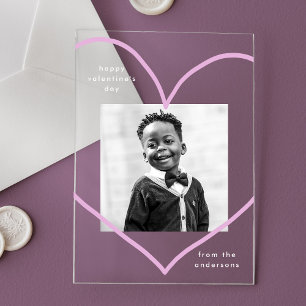 gewoon Love Paars Heart Photo Valentijnsdag Acryl Uitnodigingen