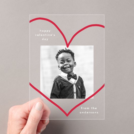 Gewoon Love Red Heart Photo Valentijnsdag Acryl Uitnodigingen (Insitu (Draagbaar))