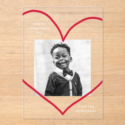 Gewoon Love Red Heart Photo Valentijnsdag Acryl Uitnodigingen (Voorkant)