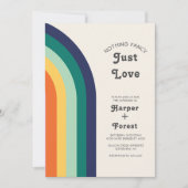 Gewoon Love Retro 70s Rainbow Photo Wedding Kaart (Voorkant)
