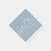 Gewoon Love Script Elegant Stof Blauw Huwelijk Servet (Hoek)