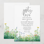 gewoon Love Script Wilde Bloemen Bloem Bruiloft Kaart (Voorkant / Achterkant)