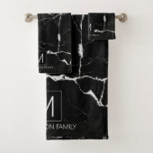 Gewoon marmer Monogram Black en White ID672 Bad Handdoek (Insitu)