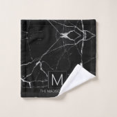 Gewoon marmer Monogram Black en White ID672 Bad Handdoek (Wasdoekje)