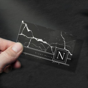 Gewoon marmer Monogram Black White Std ID672 Visitekaartje