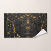 Gewoon Marmeren Monogram Zwart en Goud ID672 Bad Handdoek (Handdoek)