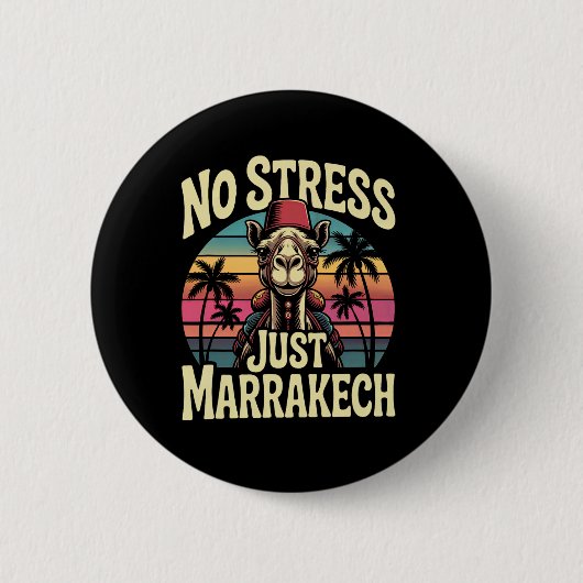 Gewoon Marrakech Kameel Zonsondergang Marokko Reis Ronde Button 5,7 Cm (Voorkant)
