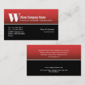 Gewoon masculine, professioneel rood zwart wit visitekaartje (Voorkant / Achterkant)