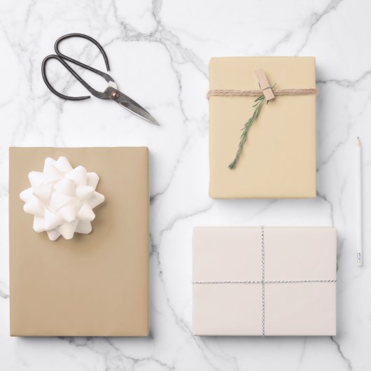 Gewoon massief tarwelinnen Tan Shades 3 Tones Inpakpapier Vel (Voorkant)