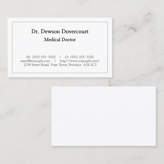 Gewoon medisch Visitekaartje (Voorkant / Achterkant)