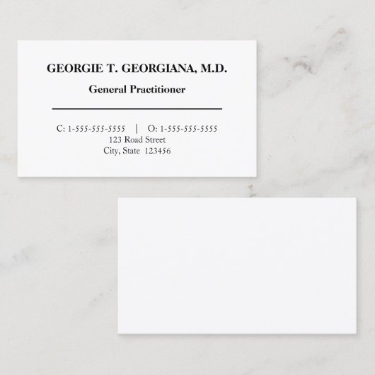 Gewoon medisch Visitekaartje (Voorkant / Achterkant)