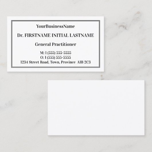 Gewoon medisch Visitekaartje (Voorkant / Achterkant)