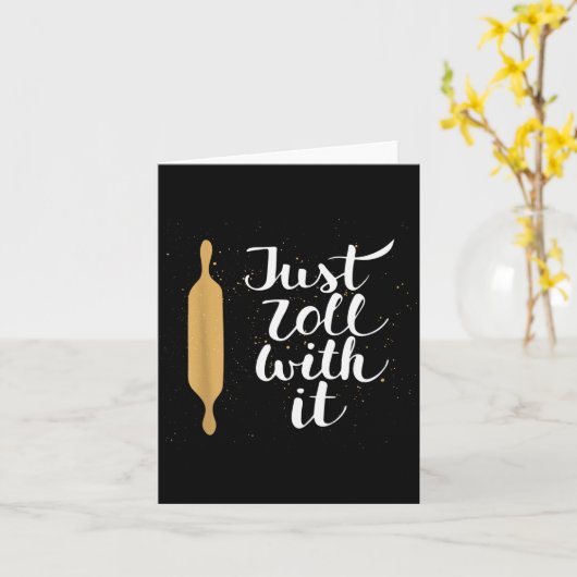 Gewoon meegaan met grappige bak- en gebakliefhebbe kaart (Gele Bloem)