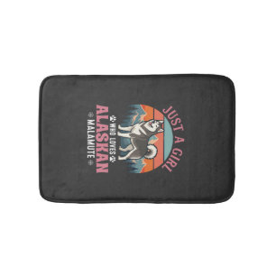 Gewoon Meisje Alaskan Malamute Hond Retro Zonsonde Badmat