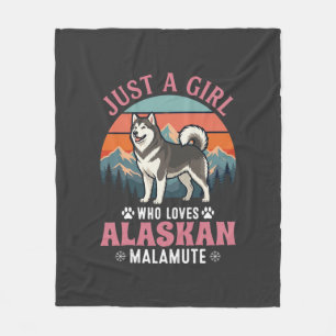 Gewoon Meisje Alaskan Malamute Hond Retro Zonsonde Fleece Deken