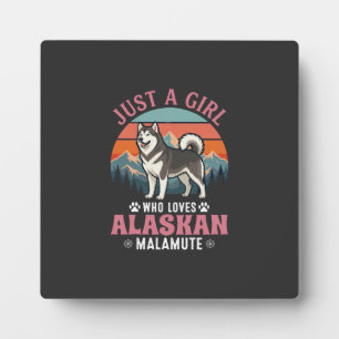 Gewoon Meisje Alaskan Malamute Hond Retro Zonsonde Fotoplaat