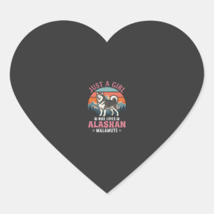 Gewoon Meisje Alaskan Malamute Hond Retro Zonsonde Hart Sticker