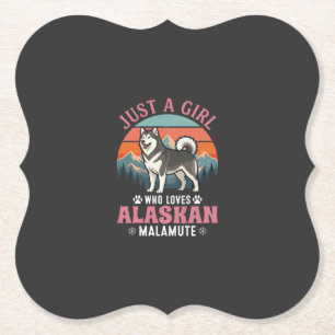 Gewoon Meisje Alaskan Malamute Hond Retro Zonsonde Kartonnen Onderzetters