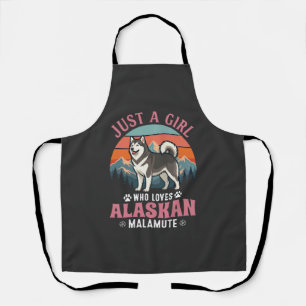 Gewoon Meisje Alaskan Malamute Hond Retro Zonsonde Schort