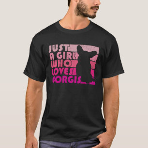 Gewoon meisje dat houdt van Corgis roze hondeneig T-shirt